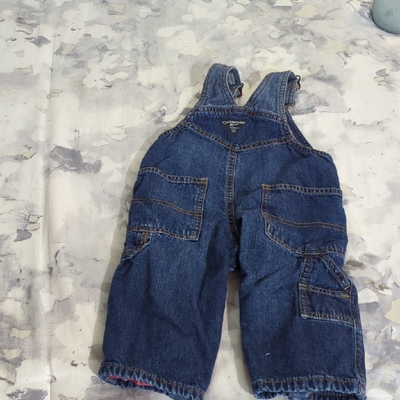 Size 9M OshKosh B'gosh Blue Overalls with Plaid Cuffs - Picture 6 of 12